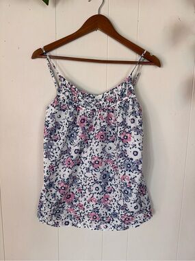 Patagonia White Floral Spaghetti-Strap Cami with Pink & Blue Flowers